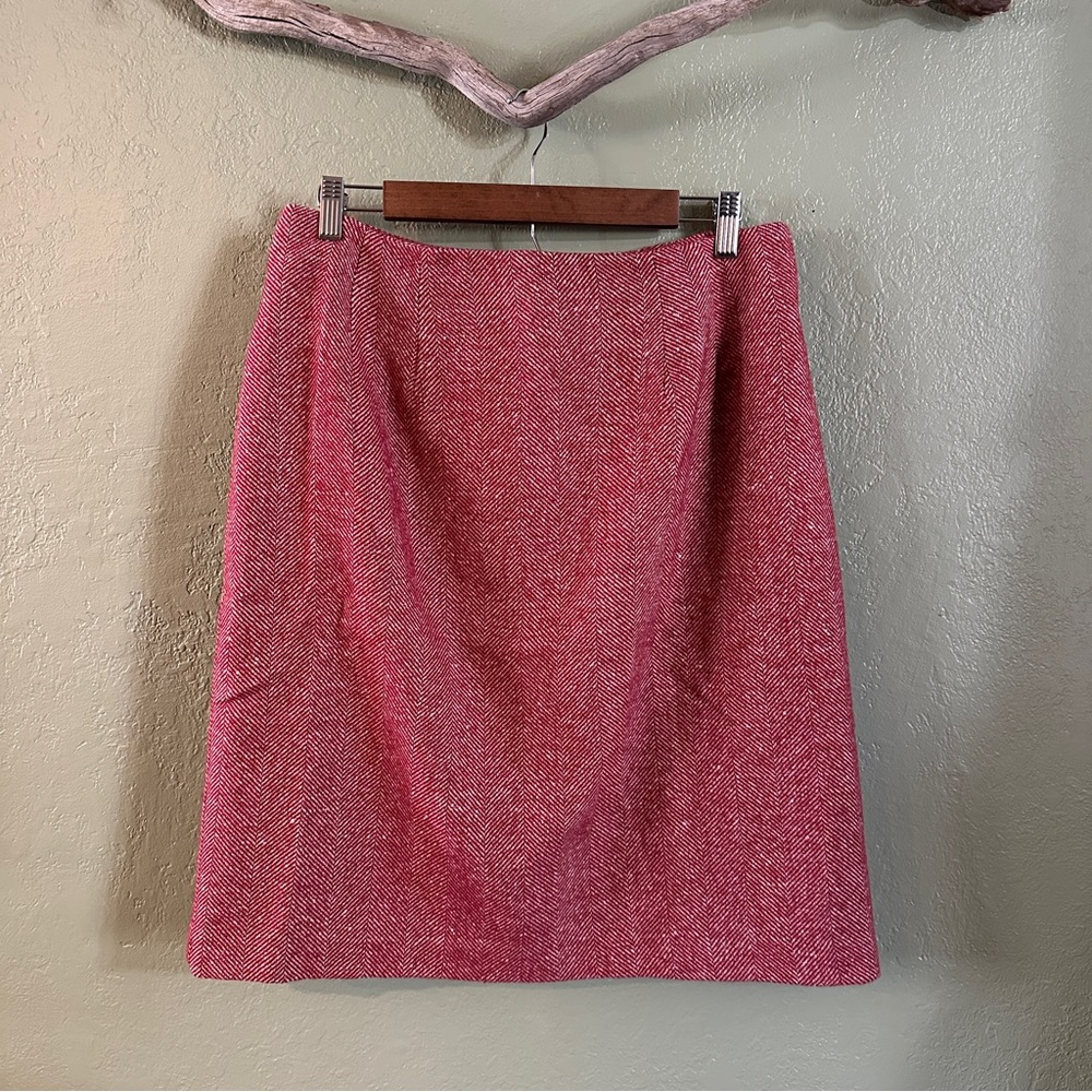 J.G. Hook - Red Herringbone Skirt - Size 14